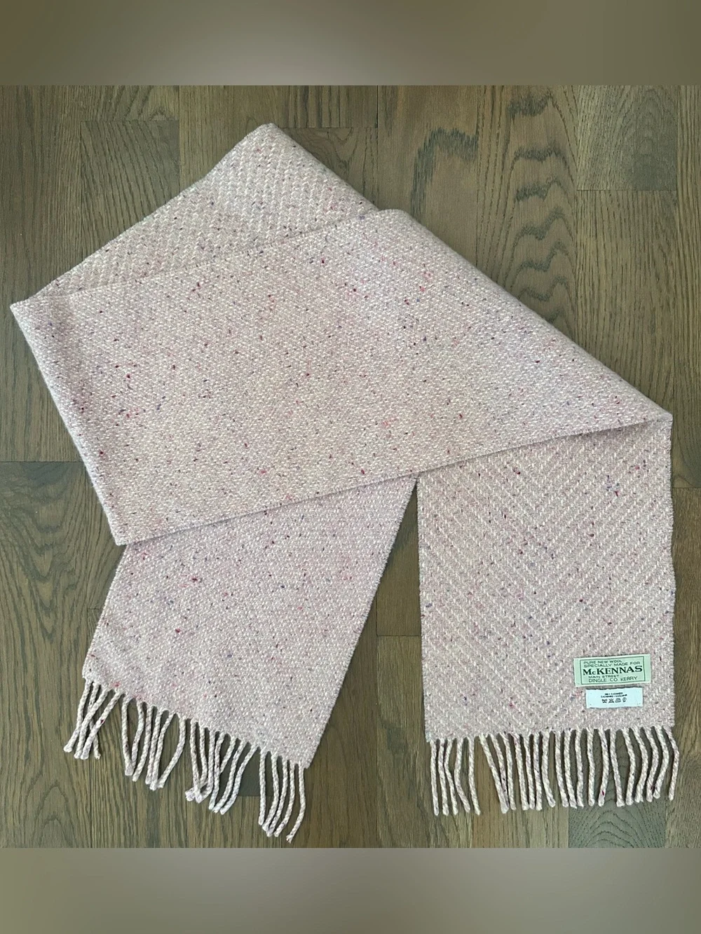 Dingle Woolen Company McKenna's 100% Cashmere Donegal Oblong Scarf Pink 56